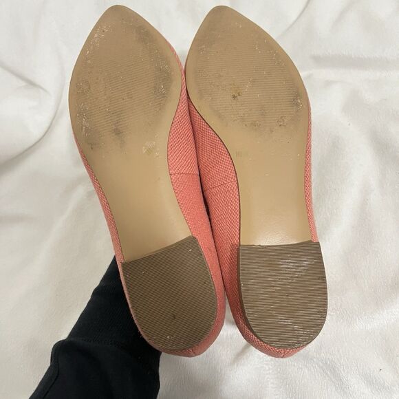 Sole Society Shoes Size 10 Orange Coral Canvas So-Libry Flats Rhinestone Pointed - Picture 5 of 9